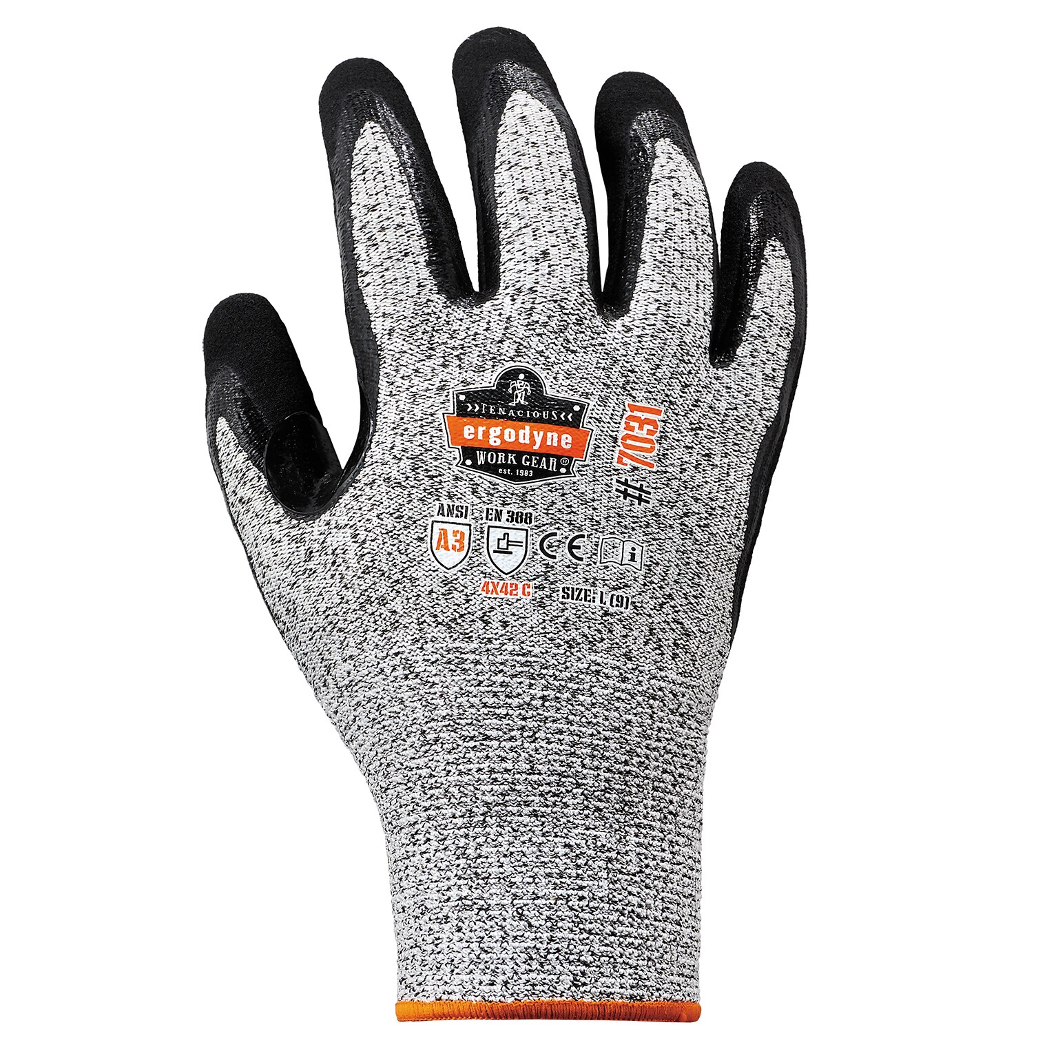 Ergodyne ProFlex 7031 Nitrile Coated Cut-Resistant Gloves, XL, A3 Cut Level, Gray, 144 Pairs (17885)