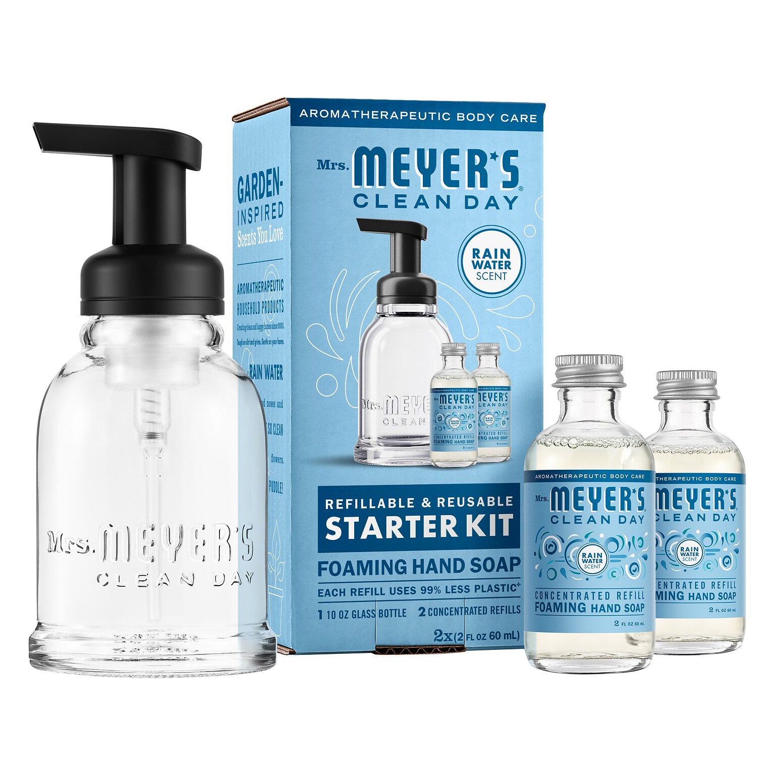 Mrs. Meyers Foaming Hand Soap Concentrate Starter Kit, Rain Water Scent, 4 Fl. Oz.(355607)