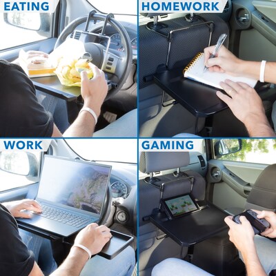 Mount-It! 20.75" x 10.5" Plastic Height Adjustable Steering Wheel and Backseat Tray, Black (MI-7314)