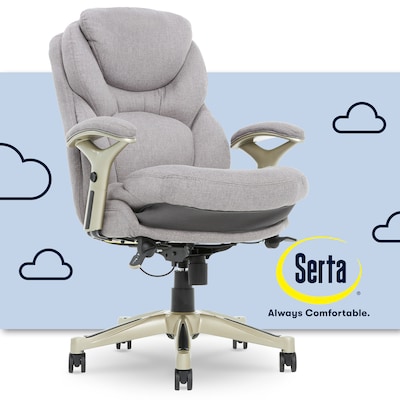 Serta Claremont Ergonomic Fabric Swivel Executive Chair with Back in Motion Technology, Light Gray (44186D)