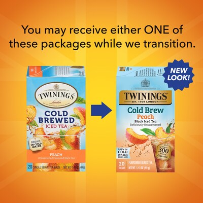 Twinings Cold Brewed Peach Tea Bags, 20/Box (F10055)