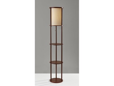 Adesso Stewart 62.5 Walnut Wood Floor Lamp with Cylindrical Off-White Shade (3117-15)