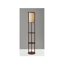 Adesso Stewart 62.5 Walnut Wood Floor Lamp with Cylindrical Off-White Shade (3117-15)