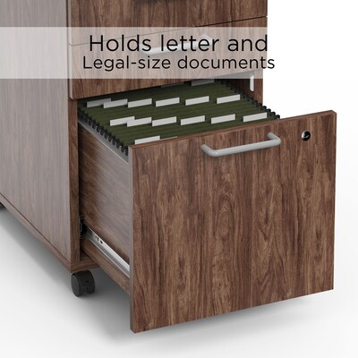 Union & Scale™ Essentials 3-Drawer Vertical File Cabinet, Mobile/Pedestal, Letter/Legal, Espresso, 21" (UN56981)