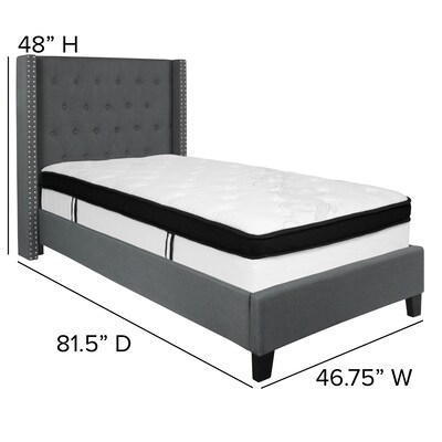 Flash Furniture Riverdale Tufted Upholstered Platform Bed in Dark Gray Fabric with Memory Foam Mattress, Twin (HGBMF45)