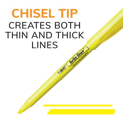 BIC Brite Liner Stick Highlighter, Chisel Tip, Assorted Colors, 24/Pack (BL241AST)