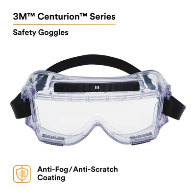 3M Centurion 454 Anti-Scratch Safety Goggles, Wraparound Frame, Clear Lens, 10/Carton (40305-00000-10)