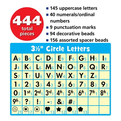 Teacher Created Resources Friendship Beads Circle Letters, Multicolored, 440/Pack (TCR6622)