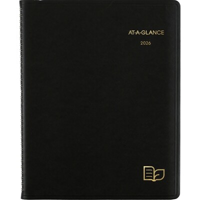 2026 AT-A-GLANCE Recycled 8.25" x 11" Weekly & Monthly Appointment Book Planner, Faux Leather Cover, Black (70-950G-05-26)