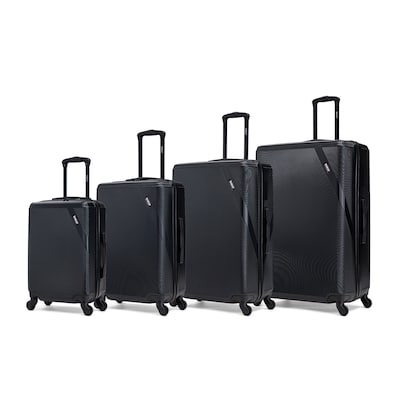 DUKAP Discovery 4-Piece Hardside Spinner Luggage Set, TSA Checkpoint Friendly, Blacj (DKDISSMLXL-BLK)