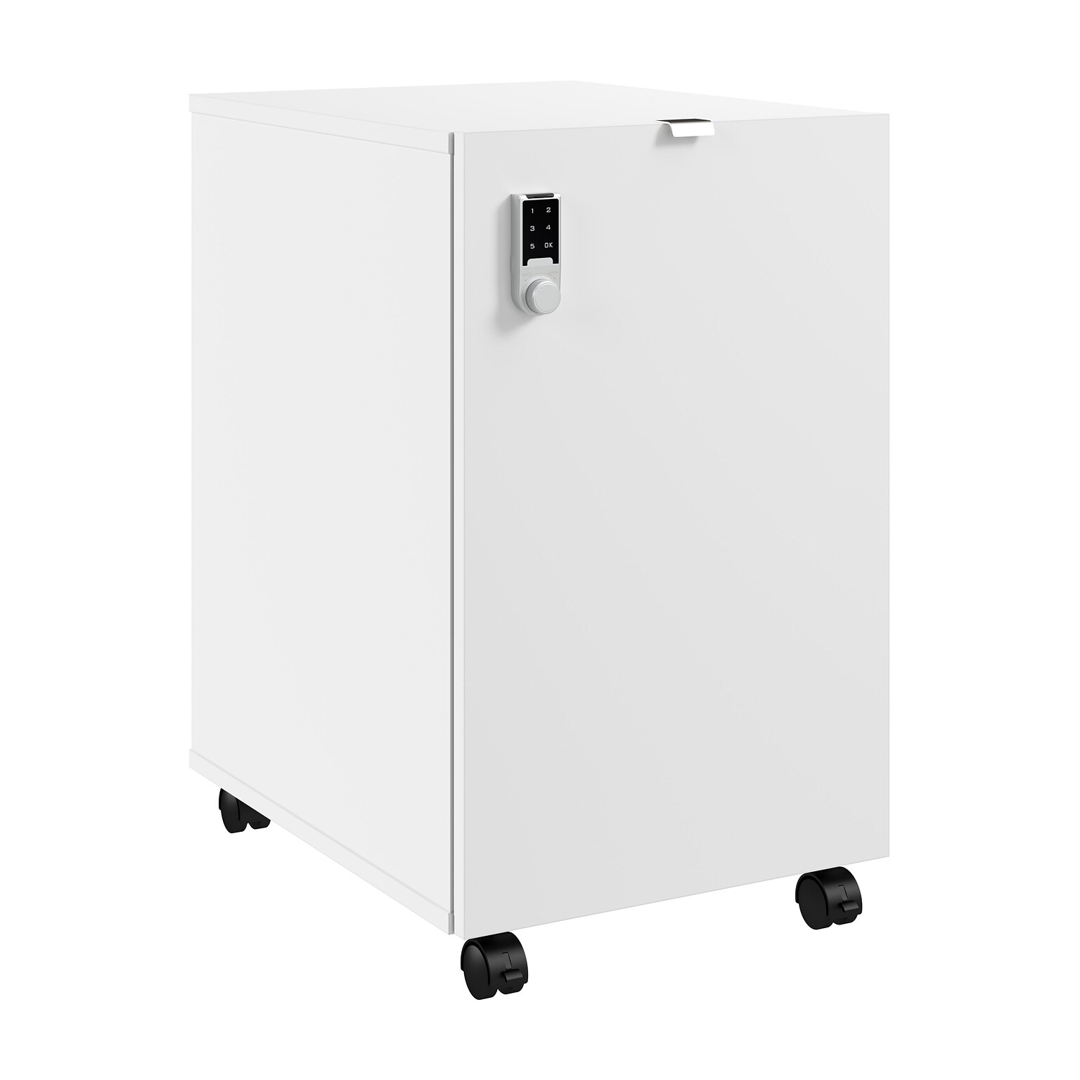 Bush Business Furniture Assure Mobile File Cabinet, Letter/Legal Size, Lockable, 26H x 16W x 20D, White (AUS216WHSU)