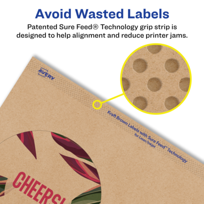 Avery Laser/Inkjet Multipurpose Circle Labels, 3.5" Dia, Kraft Brown, 100/Pack (94514)