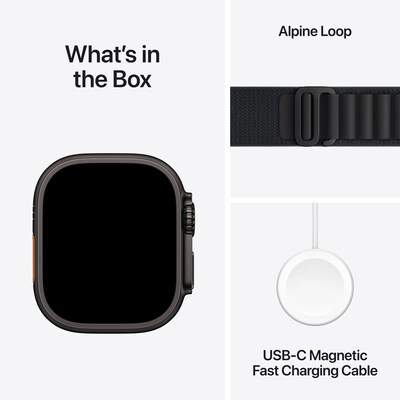 Apple Watch Ultra 3 GPS + Cellular Smartwatch, 49mm, Black Titanium Case with Black Alpine Loop, Small (MF0Q4LW/A)