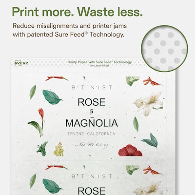 Avery Hemp Rectangle Laser/Inkjet Multipurpose Labels, 5" x 8-1/8", Off-White (16/Pack)