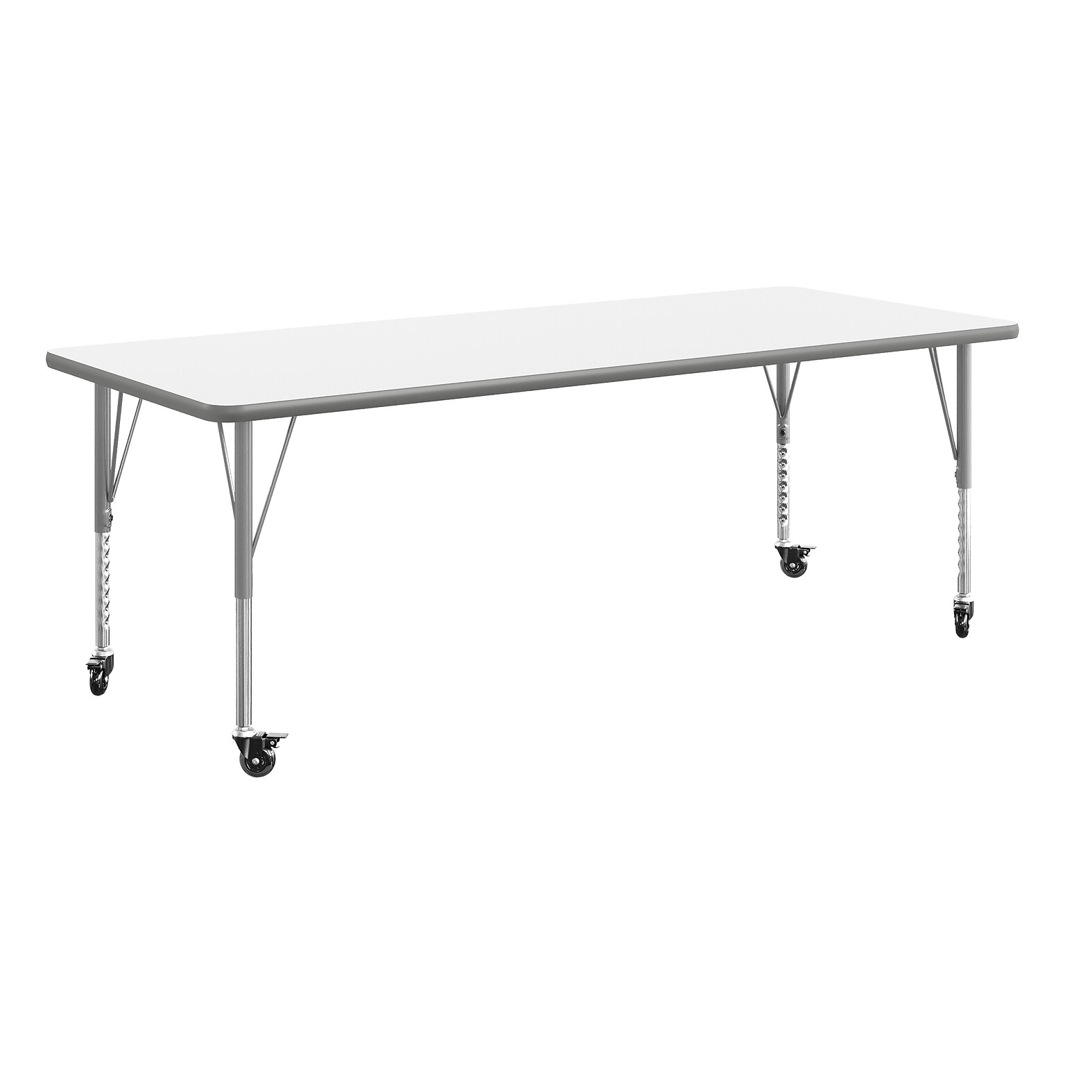 Flash Furniture Wren Rectangular Activity Table, 72 x 30, Height Adjustable, White Top/Silver Frame (XUA3072RECWHTPC)