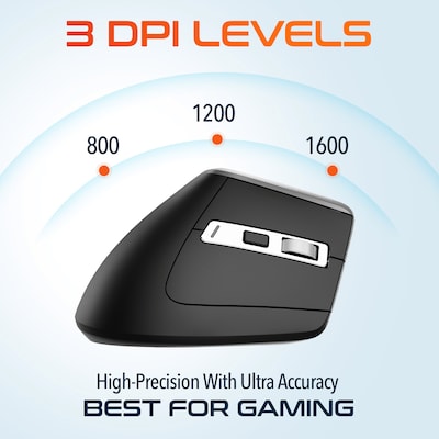 Delton S20 Wireless Ergonomic Optical Mouse, Black (DMS20-WB)