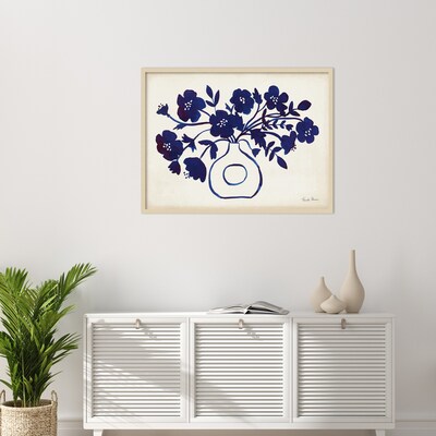Amanti Art Modern Blue Vase II by Farida Zaman Wood Framed Wall Art Print, 41" x 31" (A42677389283)