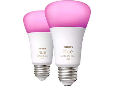 Philips Hue 60W Equivalent A19 LED Smart Light Bulb, Warm White, 2/Pack  (548610)