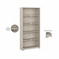 Bush Furniture Cabot 66"H 5-Shelf Bookcase with Adjustable Shelves, Linen White Oak (WC31166)