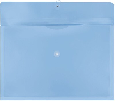 JAM Paper Premium Plastic Filing Envelope with Button & String Closure, 3 x 18, Blue, 3/Pack (457B1BUX3)