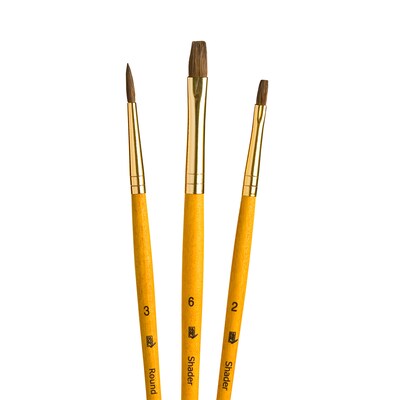 Princeton RealValue Mixed Media Natural Camel Variety Brush Set, Assorted, 3/Set, 6 Sets/Bundle (PBXPR9101-6)