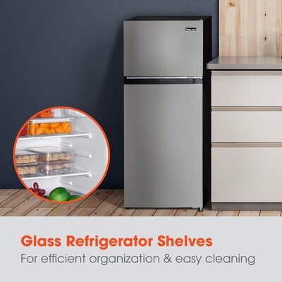 Magic Chef 4.5 Cu. Ft. Energy Star Mini Refrigerator with Freezer, Platinum Steel (HMDR45PS)