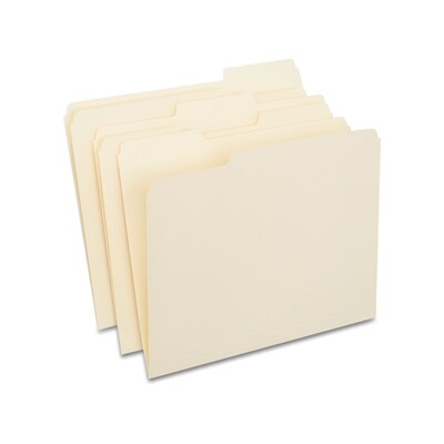 Staples® 30% Recycled File Folders, 1/3-Cut Tab, Letter Size, Manila, 250/Box (ST56673-CC)