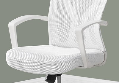 Monarch Specialties Inc. Ergonomic Mesh Swivel Computer and Desk Chair, White (I 7462)