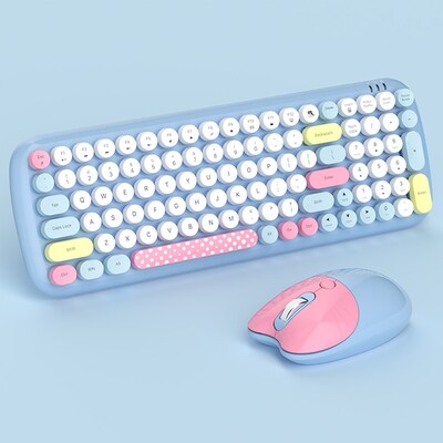 SaharaCase Wireless Ergonomic Keyboard and Laser Mouse Combo, Blue (KB17)