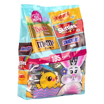 Mars Easter Basket Stuffers Miniatures Milk Chocolate and Fruity Candy Variety Bag, 75.5 oz., 185/Pieces (220-02580)
