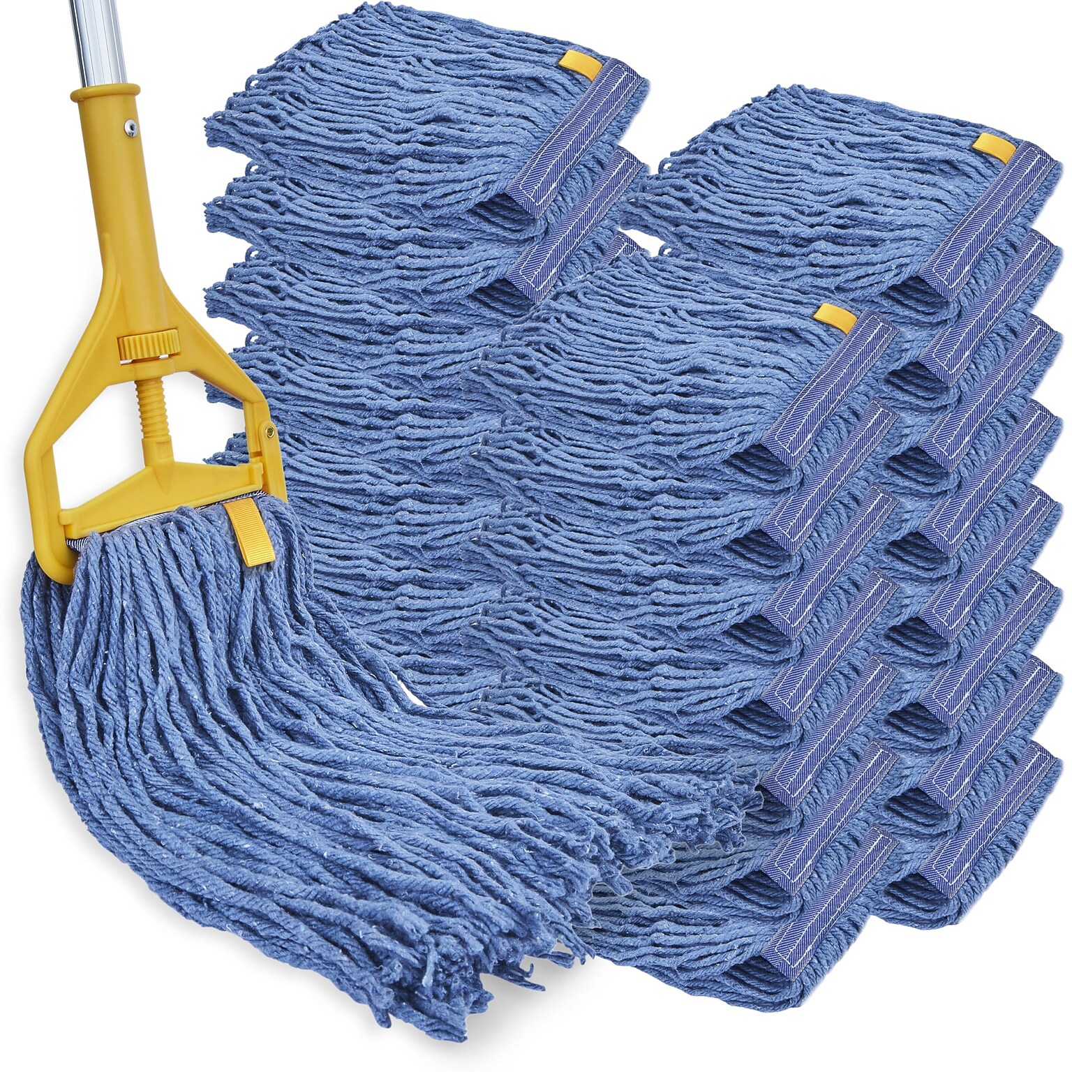 BISON LIFE Kleen Handler Blend String Wet Mop Head, Blue, 24/Pack (BPES-CEM-BD-BL-16-1-24A)