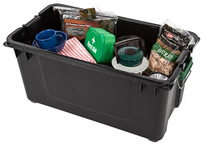 Iris Remington Stor-It-All 87.4 Quart Storage Container, Plastic, Black, 4/Pack (296005)