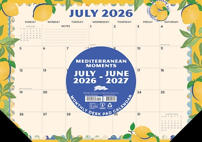 2026-2027 Willow Creek 17 x 12 Academic Monthly Desk Calendar, Mediterranean Moments (64689)