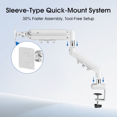 FlexiSpot MA1 Single Adjustable Arm, Up to 32" Monitor, White (MA1W-S-DP)