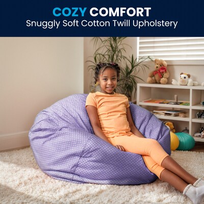 Flash Furniture Cotton Twill Oversized Dot Bean Bag Chair, Lavender