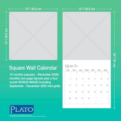 2026 Plato Beaches 12" x 12" Monthly Wall Calendar (9798330706754)