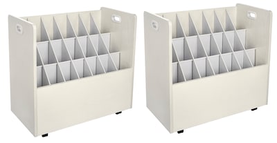 AdirOffice 21-Slot Mobile Roll File, 28.5H x 30W x 15.75D, White (625-WHI-2PK)