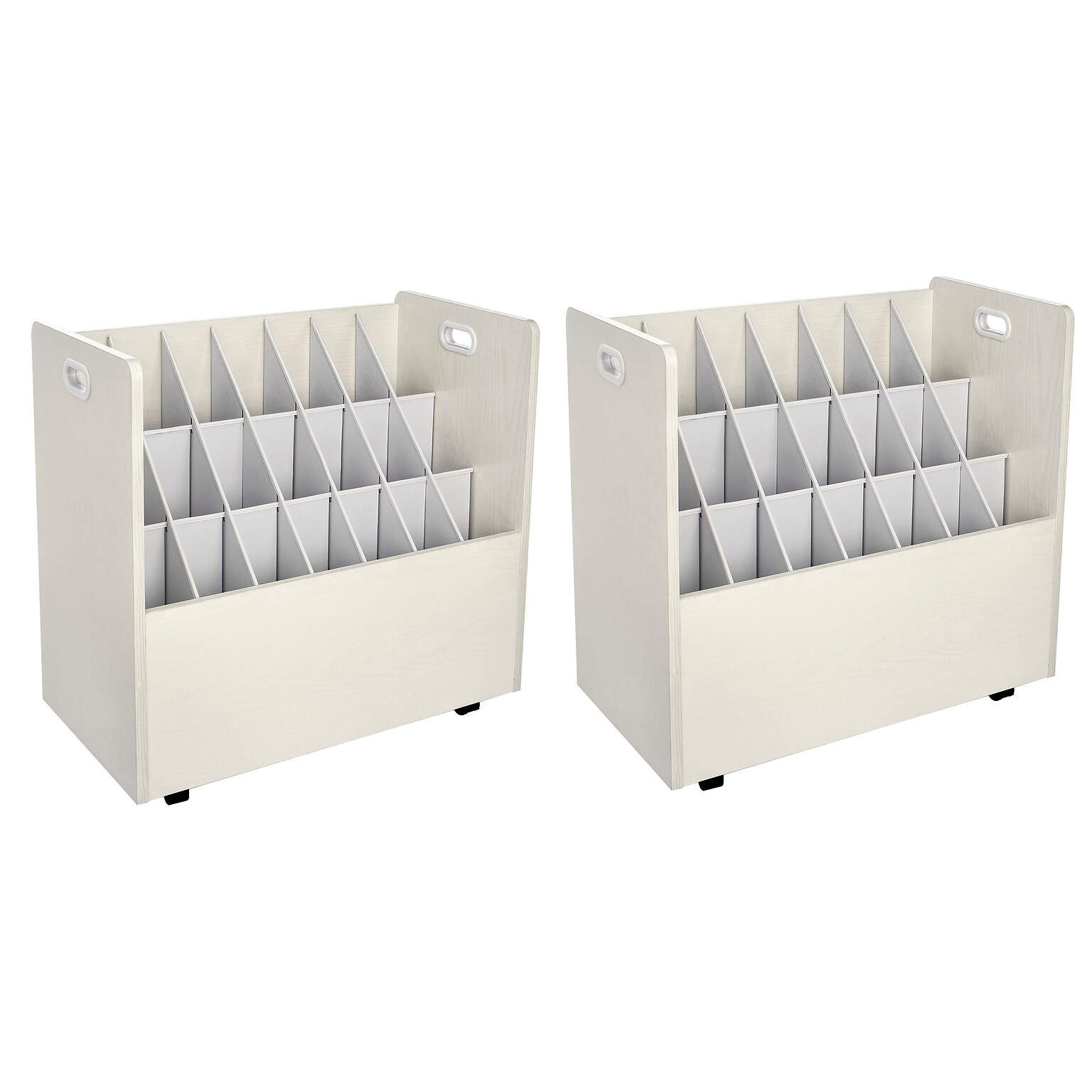 AdirOffice 21-Slot Mobile Roll File, 28.5H x 30W x 15.75D, White, 2/Pack (625-WHI-2PK)