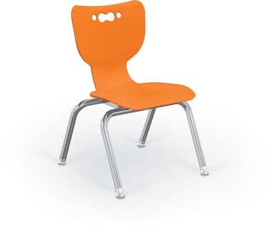 MooreCo 12 Hierarchy Student Chair with 4 Legs, Orange/Chrome Base (703673595346)