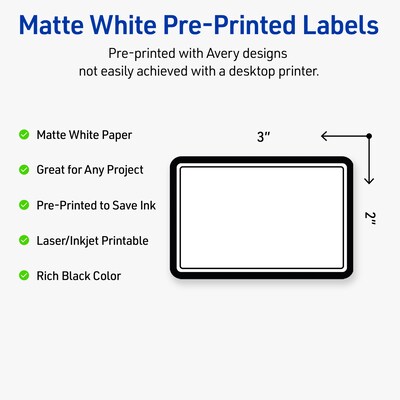 Avery Laser/Inkjet Rectangle Multipurpose Labels, 2 x 3, White, 80/Pack (S00DKZ)