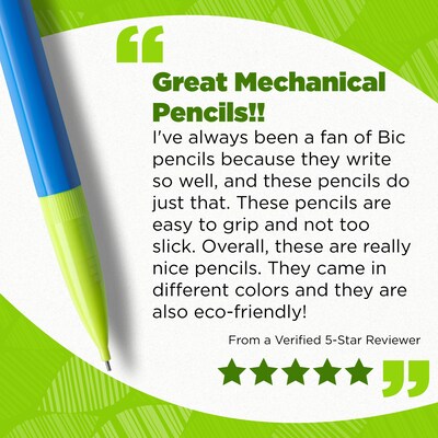BIC Ecolutions Mechanical Pencils, 0.7mm, #2 Medium Lead, Dozen (MPE12-BLK)