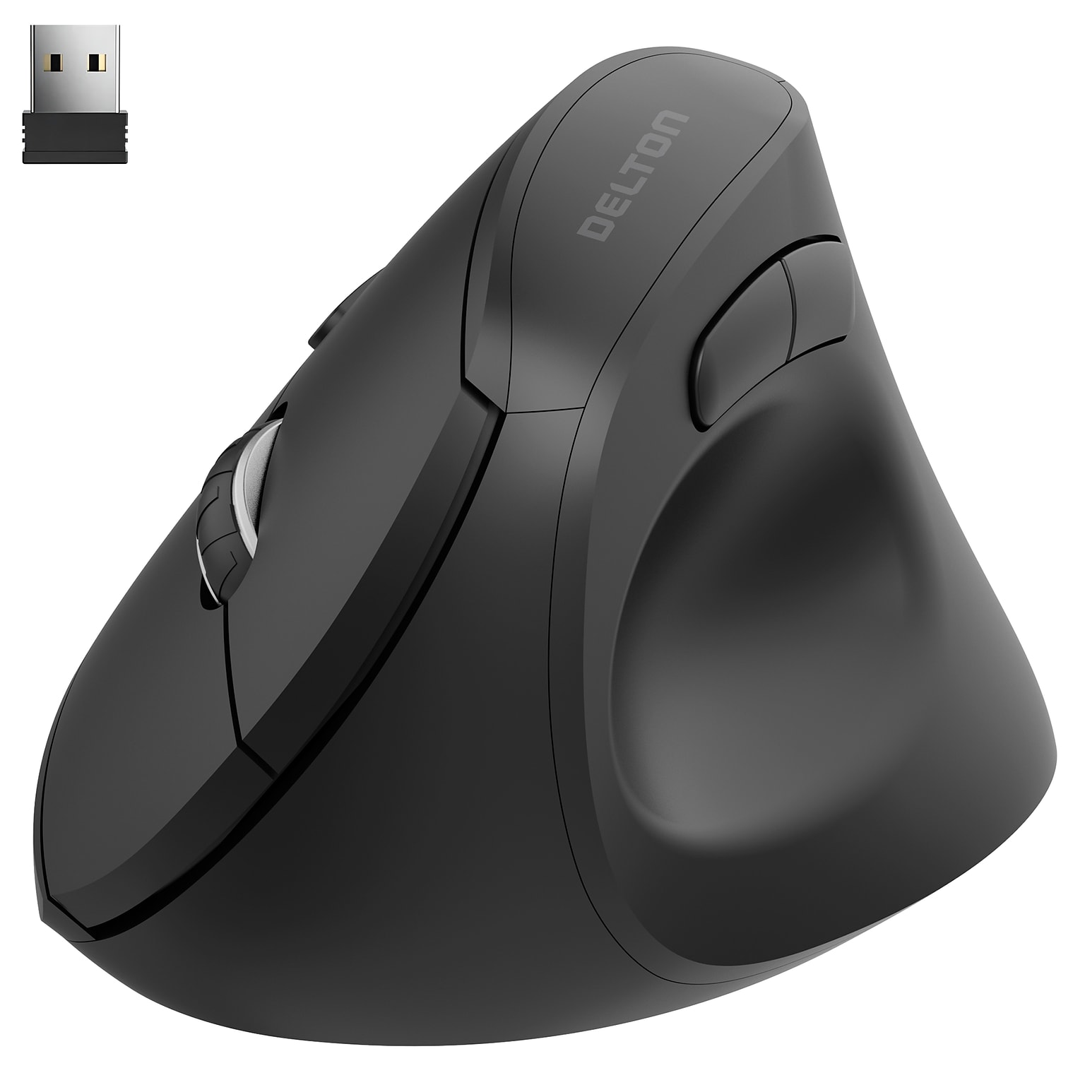 Delton S12P Wireless Ergonomic Vertical Optical Mouse, Black (DMERGS12P-WB)