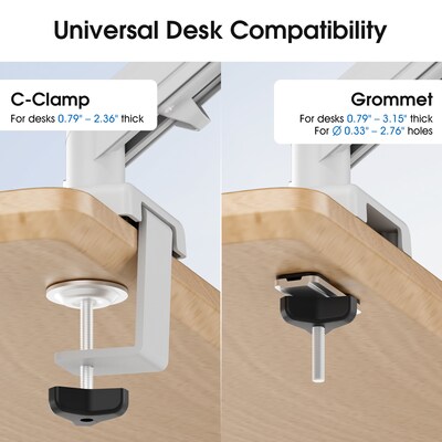FlexiSpot MA1 Single Adjustable Arm, Up to 32" Monitor, White (MA1W-S-DP)