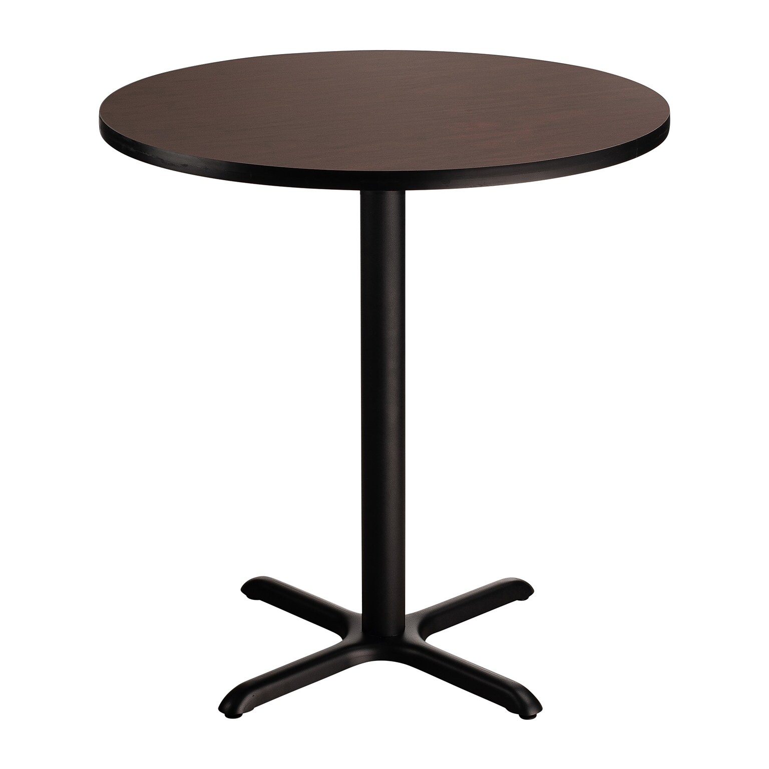NPS CT Series 36 Round 36 Height Cafe Table, X Base, Black Frame/Mahogany Top (CT13636XCPBTMMY)