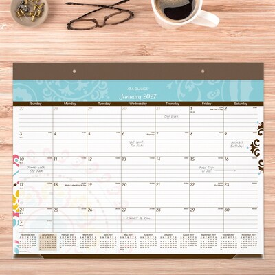 2027 AT-A-GLANCE Suzani 21.75 x 17 Monthly Desk Pad Calendar (SK17-704-27)