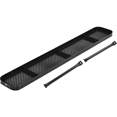 Global Industrial 8' Outdoor Steel Flat Bench, Perforated Metal, Black (262076BK)