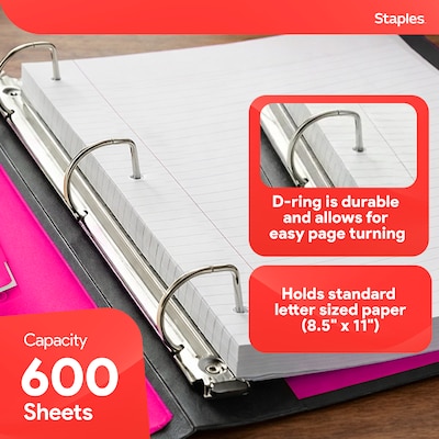 Staples 3" 3-Ring Better Binder, D-Ring, Pink (ST55890-CC)