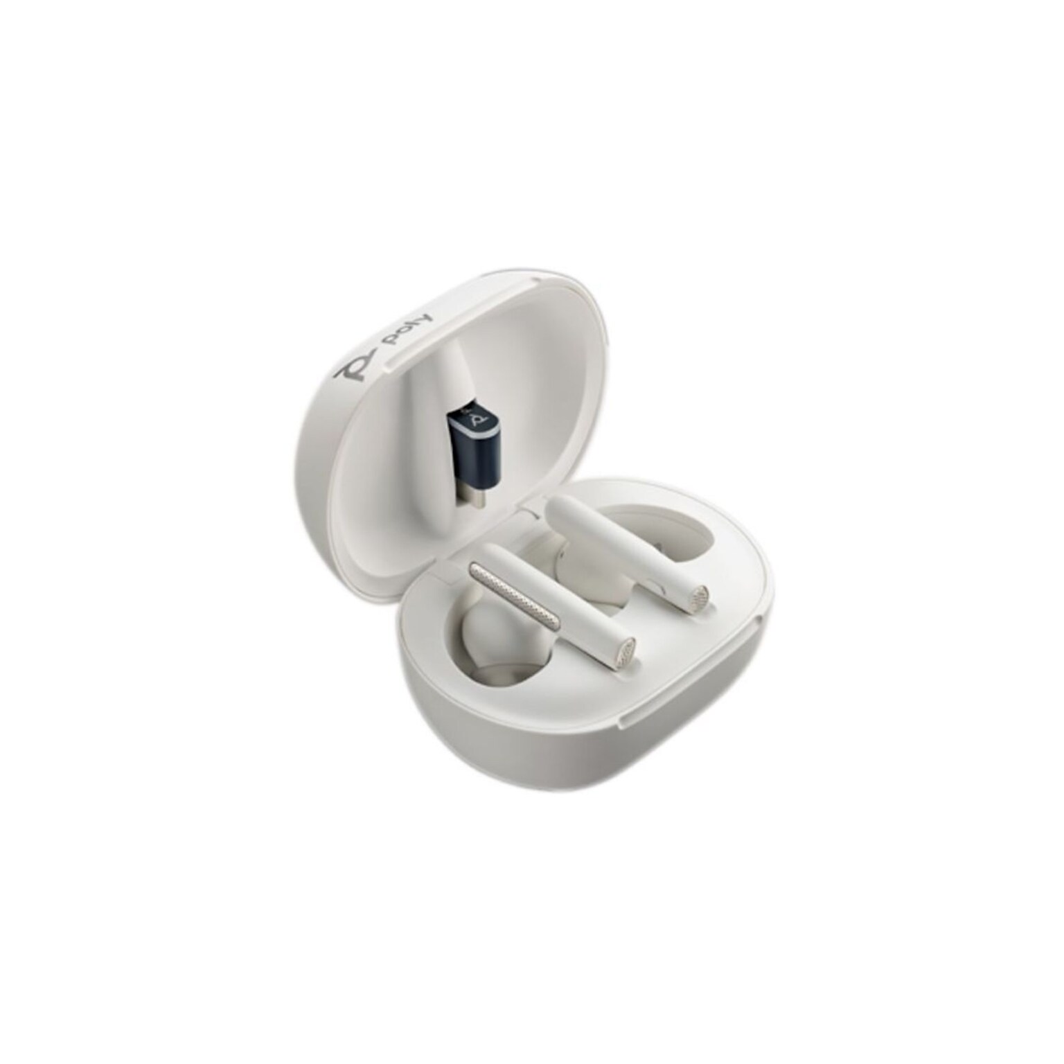 Plantronics Voyager Free 60+ UC Wireless Noise Cancelling Bluetooth Earbuds, USB-C, UC Certified, White Sand  (7Y8G6AA)