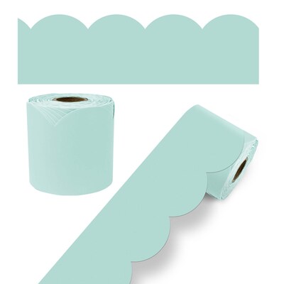 Carson Dellosa Education Rolled Scalloped Bulletin Board Border, 3" x 65', Sea Glass Green, 3/Bundle (CD-108532-3)