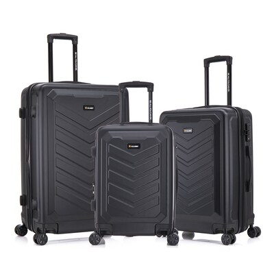 US Army FOX PRO 3-Piece Hardside Spinner Carry-On Luggage Set, TSA Checkpoint Friendly, Black (USLFPROSML-BLK)